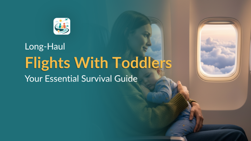 Long-haul flights with toddlers parent holding sleepy child on airplane