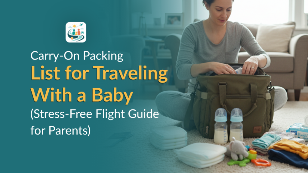 parent packing baby carry-on bag for flight travel
