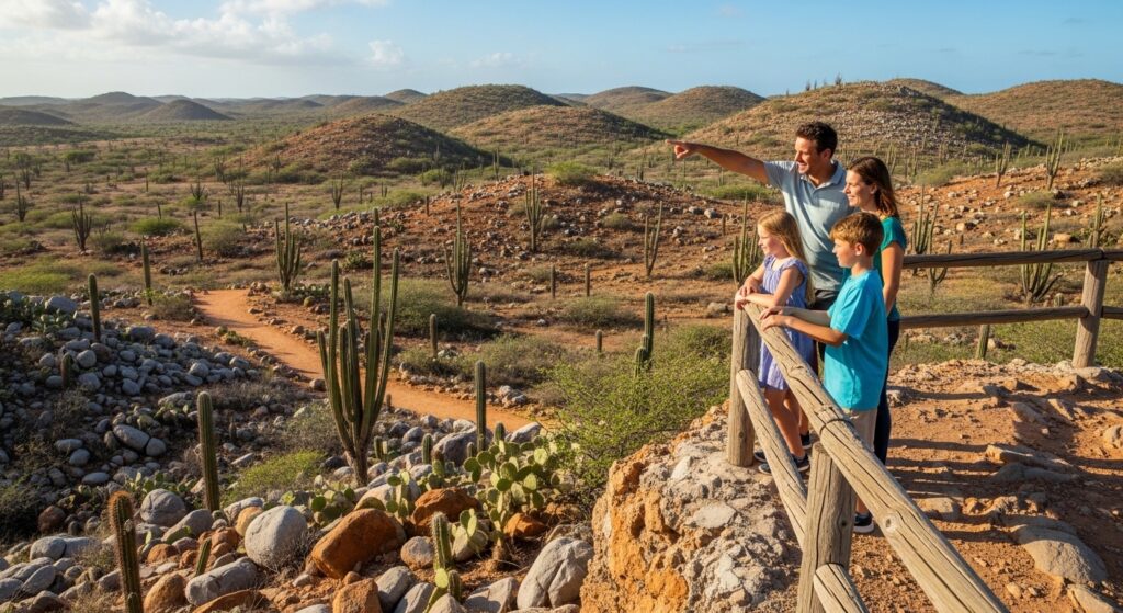 family at Arikok National Park scenic stop
