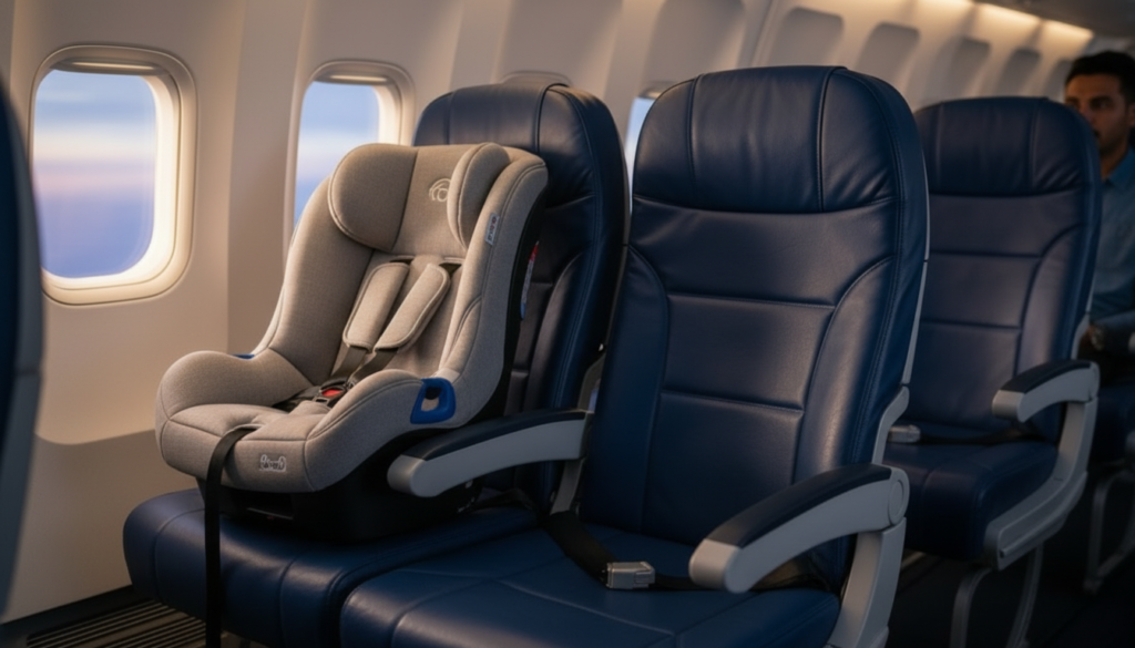 Installing car seat using airplane lap belt