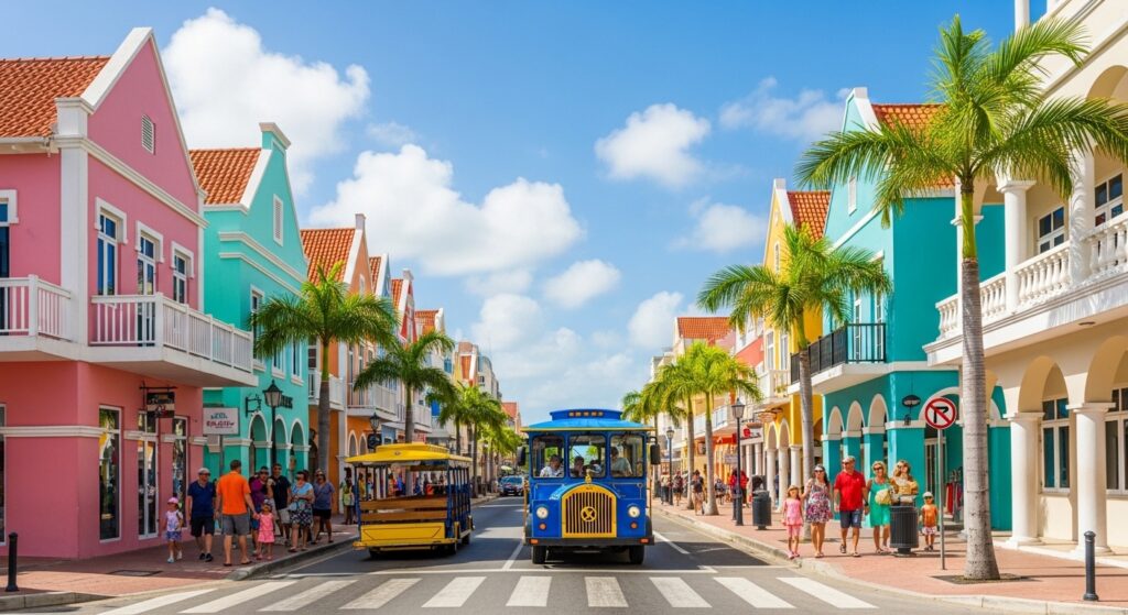 Oranjestad Aruba trolley ride with families